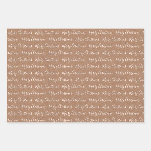 Blanc "Joyeux Noël" Kraft Texture papier (Devant)