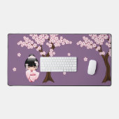 Blanc Kimono Kokeshi poupée mignonne Geisha violet (Clavier et souris)