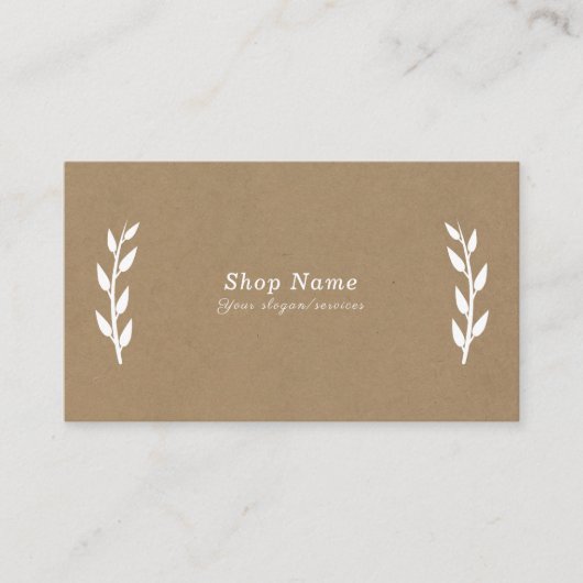 Blanc, Kraft et Carte de visite rustique (Devant)