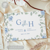 Blanc Léger Paste Bleu Fleurs Florales Mariage