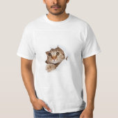Blanc Libre Cute Funny Chat T-shirt (Devant)