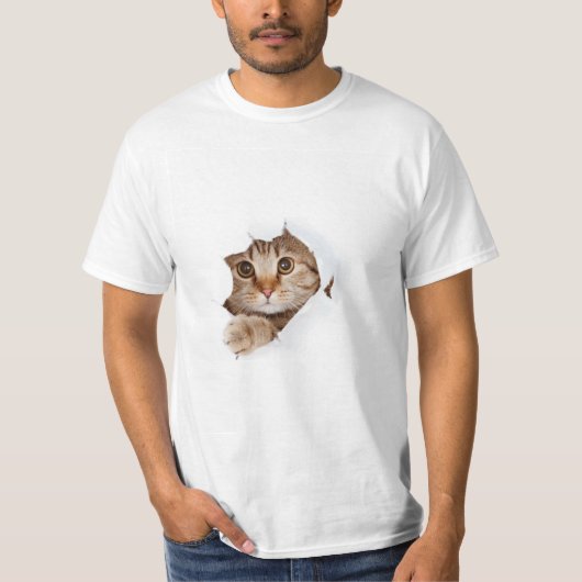 Blanc Libre Cute Funny Chat T-shirt (Devant)