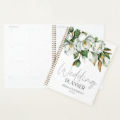 Blanc Magnolia Floral Russe Wedding planner (Devant avec enveloppe)