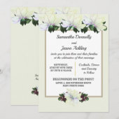 Blanc Magnolia Vert Faire-part de mariage Floral (Devant / Derrière)