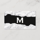Blanc marbre | Carte de visite d'effet torn (Devant)