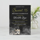Blanc Masquerade Sweet 16 Invitation (Debout devant)