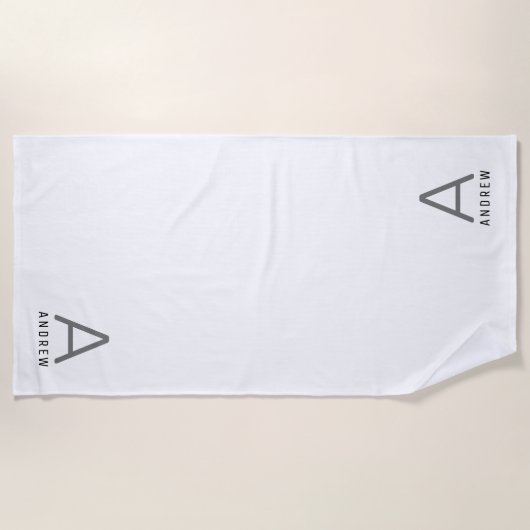 Blanc minimal moderne Monogramme initial Serviette (Devant)