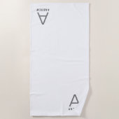 Blanc minimal moderne Monogramme initial Serviette (Devant)