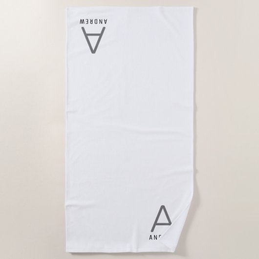 Blanc minimal moderne Monogramme initial Serviette (Devant)