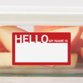 Blanc Moderne Bonjour Mon Nom Est Étiquette Rouge (Apposé)