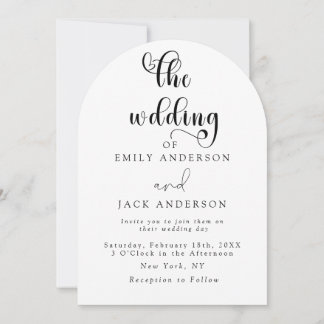 blanc Moderne Elégance Faire-part de mariage chic