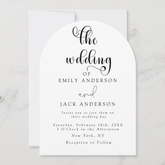 blanc Moderne Elégance Faire-part de mariage chic (Devant)