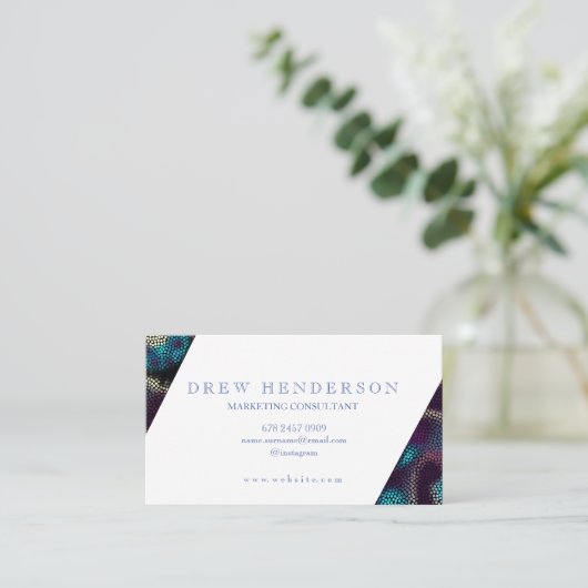 Blanc moderne et marine - Carte de visite de néon  (Debout devant)