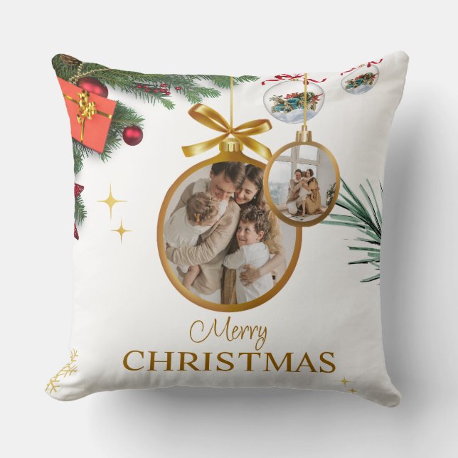 Blanc moderne Joyeux Oreiller de Noël Jeu 20" (Recto)