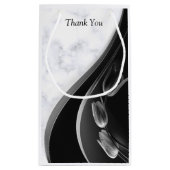 Blanc moderne - Marbre noir Abstrait sac cadeau (Dos)