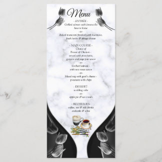 Blanc moderne - Marbre Noir Menu Abstrait