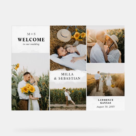 Blanc Nettoyer Moderne Initiales & 5 Photos Bienve (Recto)