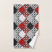 Blanc noir avec patchwork rétro rouge (Serviette à main)
