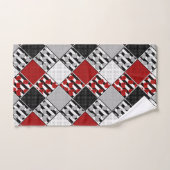 Blanc noir avec patchwork rétro rouge (Serviette à main)