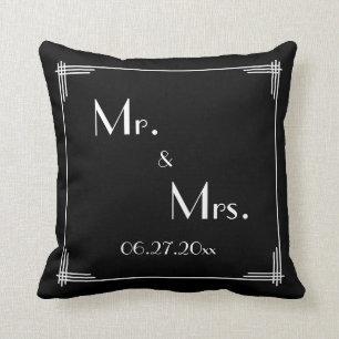 Blanc Noir Grand Gatsby Art Déco Mariage Coussins