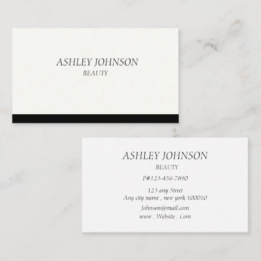 Blanc noir luxe simple Carte de visite (Devant / Derrière)