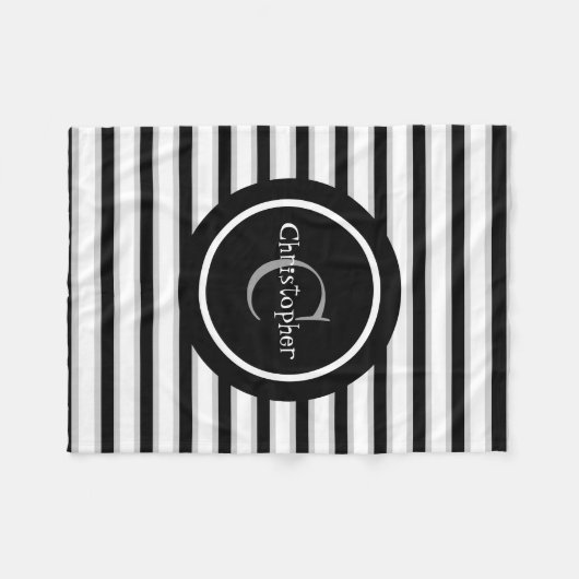 Blanc noir rayé Customisé Couverture bébé pour gar (Devant (Horizontal))