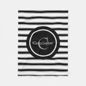 Blanc noir rayé Customisé Couverture bébé pour gar (Devant)