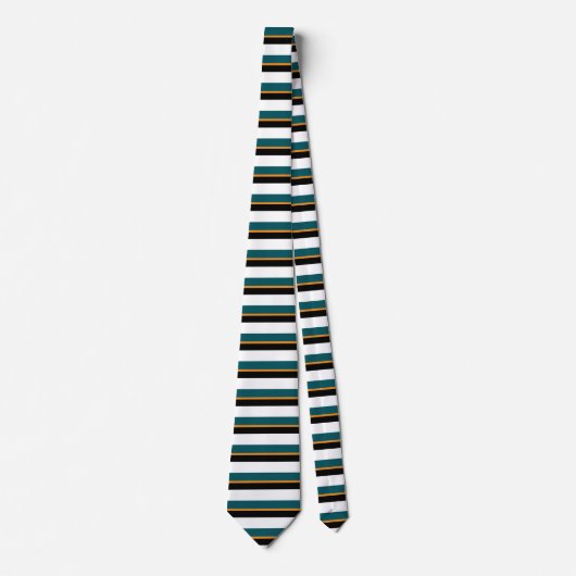 Blanc noir turquoise et cravate Horizontal-Rayée (Devant)