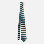 Blanc noir turquoise et cravate Horizontal-Rayée (Dos)