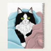 Blanc Noir Tuxedo Couvercles de chat Bleu Pink (Dos)