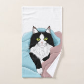 Blanc Noir Tuxedo Couverture chat Cute Bleu Rose (Serviette à main)