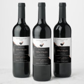 Blanc Noir Vavy Rose Gold Hearts Étiquettes de pro (Bouteilles)