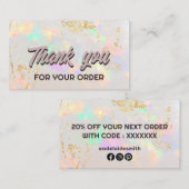 blanc opal merci carte de visite (Devant / Derrière)