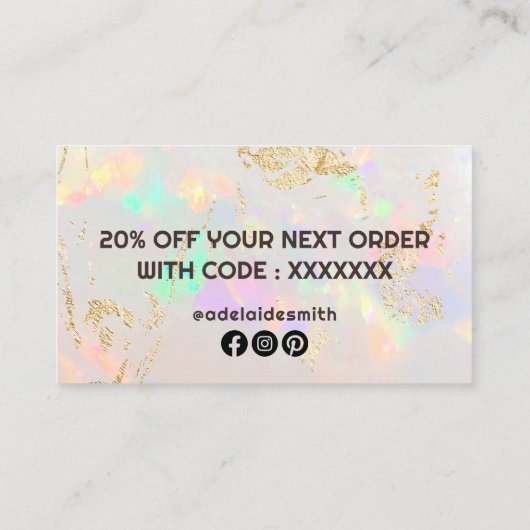 blanc opal merci carte de visite (Dos)