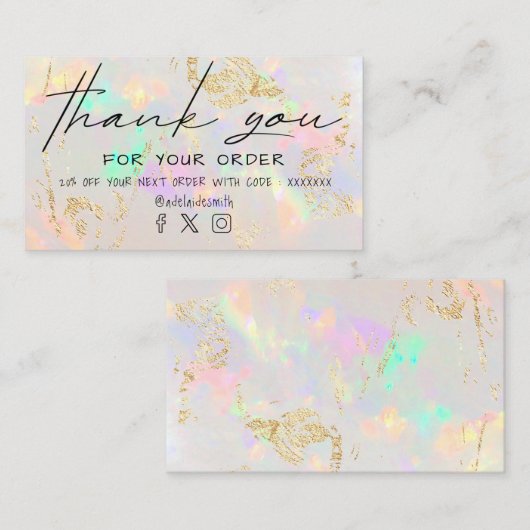 blanc opal merci carte de visite (Devant / Derrière)