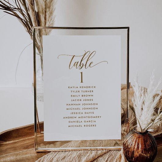 Blanc & Or, Cartes de plan d'assise avec nom d'inv