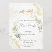 Blanc, or et vert abstrait invitation américain (Devant / Derrière)