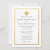 Blanc & Or Fleur De Lis Faire-part de mariage (Devant)