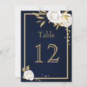 blanc or fleurs géométrique marine numéro de table (Devant)