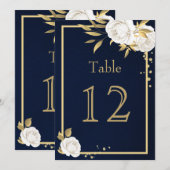 blanc or fleurs géométrique marine numéro de table (Devant / Derrière)