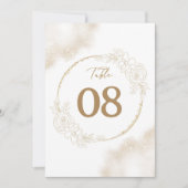 Blanc Or Floral Élégant numéros de table de mariag (Devant)