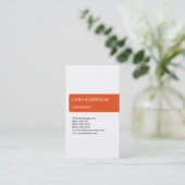 Blanc Orange Charmant Carte de visite (Debout devant)