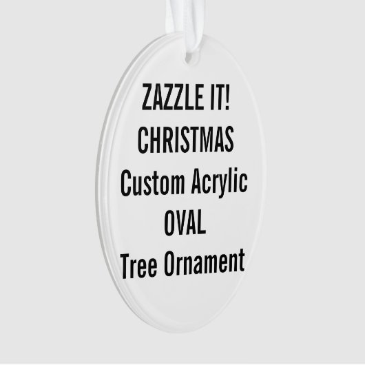 Blanc OVALE acrylique fait sur commande d'ornement (devant)