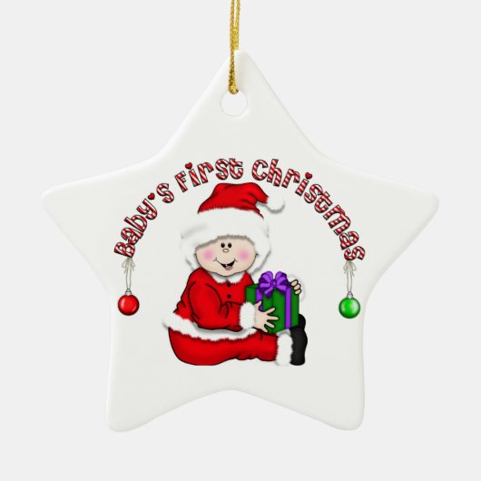 Blanc Père Noël Baby 1er ornement de Noël (Devant)