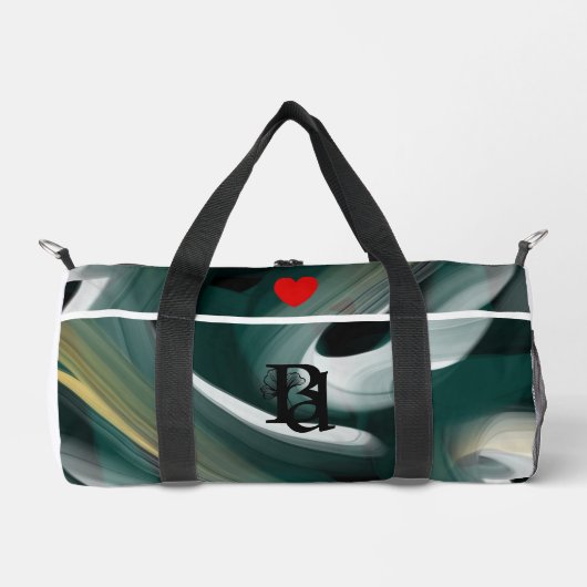 Blanc Petit sac Duffel Tendance Abstrait Vert Or (Recto)