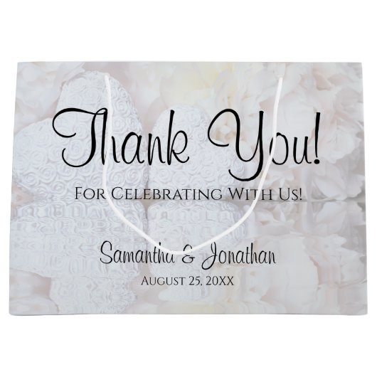 Blanc Réflexions Mariage Merci sac cadeau Grand (Devant)