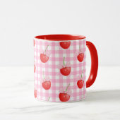 Blanc rose En vichy Mug mûre fraise Imprimer (Devant droit)