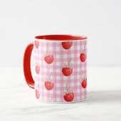 Blanc rose En vichy Mug mûre fraise Imprimer (Devant gauche)