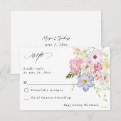 Blanc rose et violet Floral no Repas RSVP (Devant / Derrière)