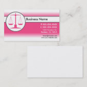 Blanc rose fade loi justice balance carte de visit (Devant / Derrière)